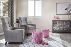 Plantation shutters in a sitting room